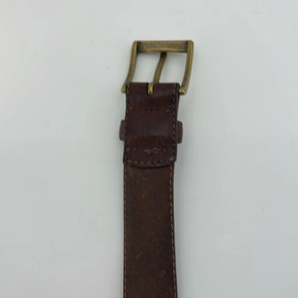 FOSSIL Brown Distressed Leather Belt with Brass Buckle & Tip - Men’s size 38